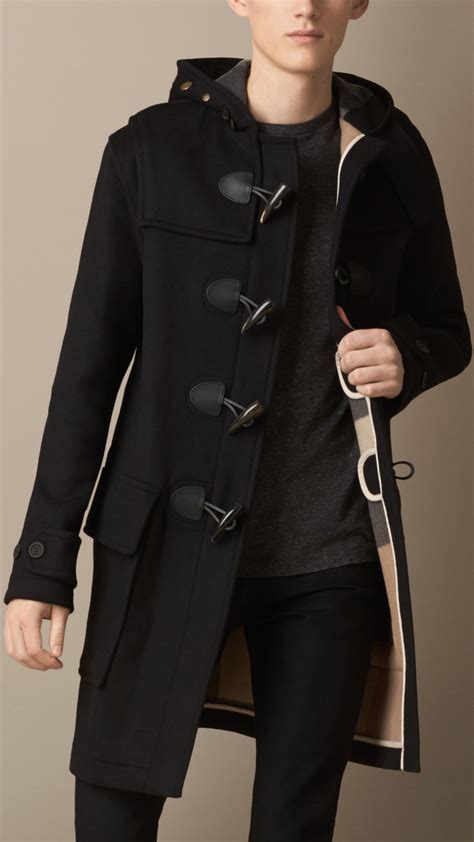 burberry mersey duffle coat black|Burberry duffle coat men.